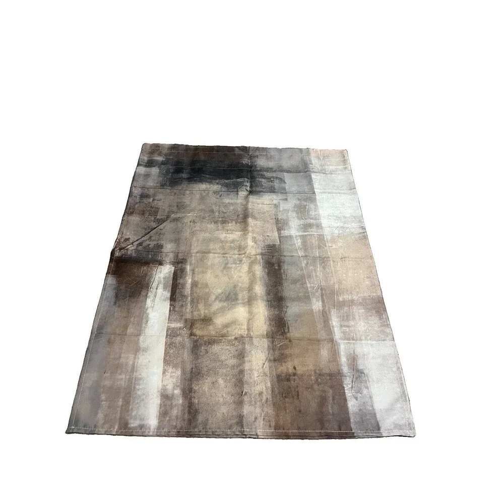 Brown Grey Kitchen Curtain 55x36” 2 panel  Abstract Art Painting Small Short